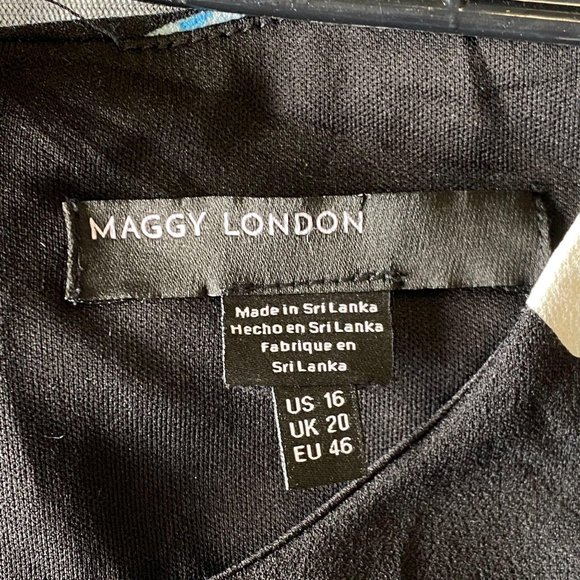 MAGGY LONDON Black & Blue Floral Dress NWT - Picture 9 of 9